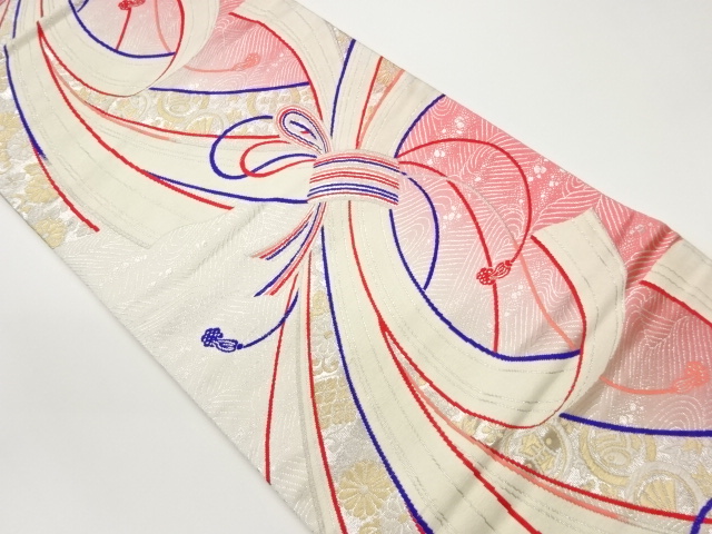 JAPANESE FUKURO OBI / WOVEN KIKU & NOSHI PATTERN